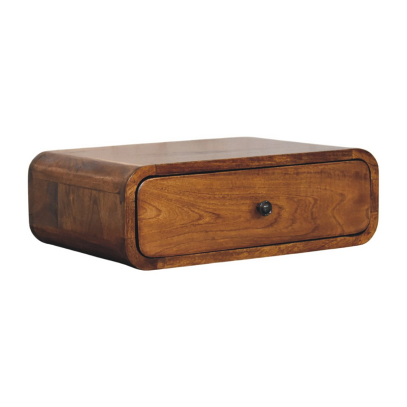 Artisan Furniture Solid Wood Avora Wall-Mounted Honey Caramel 1 Drawer Nightstand