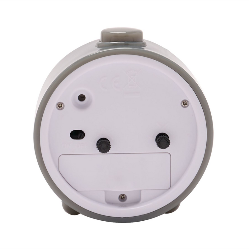 Wm.Widdop Round  Alarm Clock Sweep Movement & Snooze - Grey & White