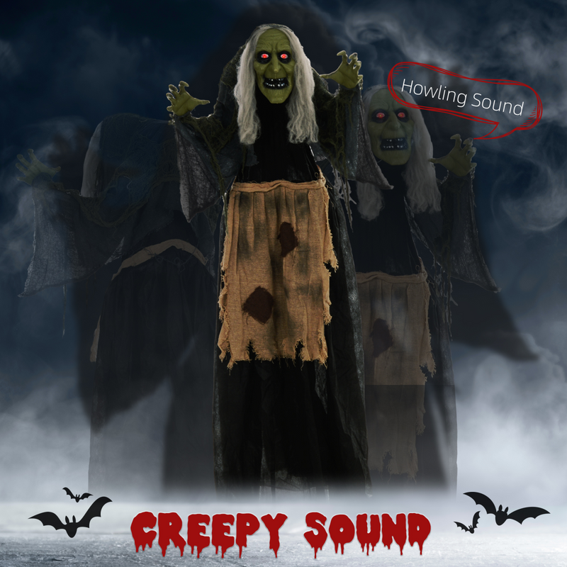 HOMCOM Halloween Witch Animatronic Prop with Sound Activated
