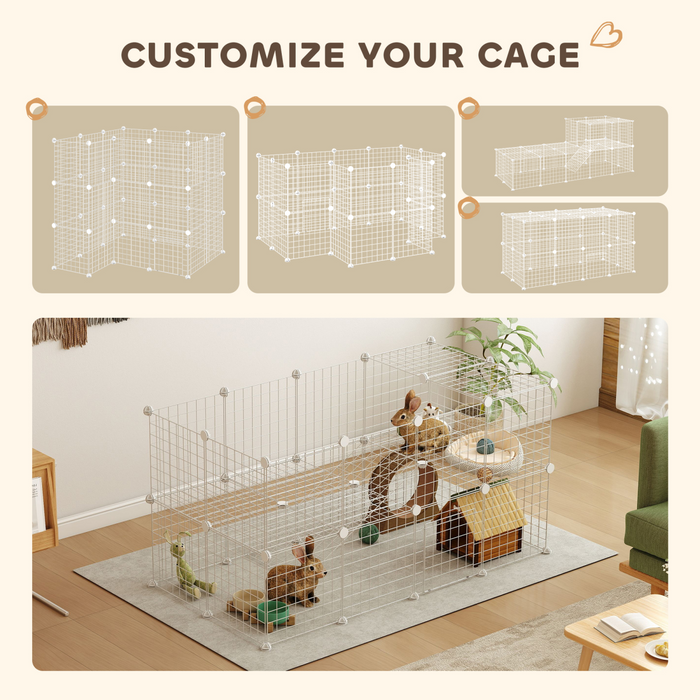 PawHut DIY Pet Playpen 36 Panel for Rabbit Chinchilla Hedgehog, White