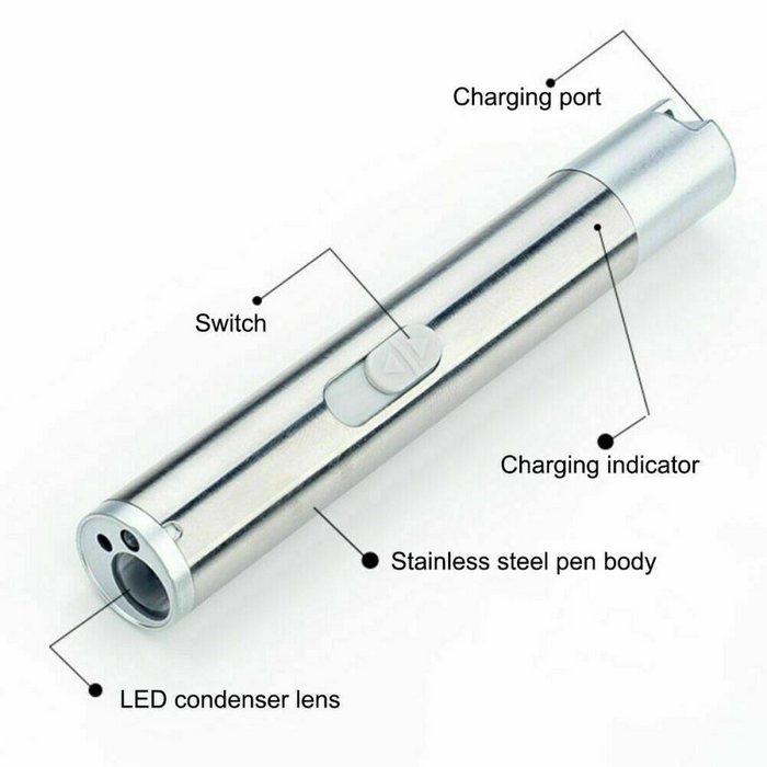 2PCS 3 in1 1mw USB Rechargeable Pet Toy Pen Flashlight Red laser Beam UV Light 3-Modes Lamp