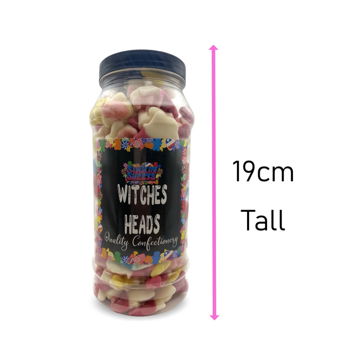 Jelly Witches Heads Sweets Gummy Retro Sweets Gift Jar - 705g