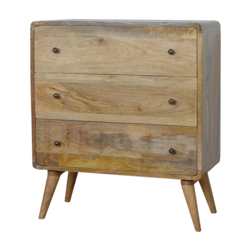 Artisan Furniture Solid Wood Curved Oak-ish Chest