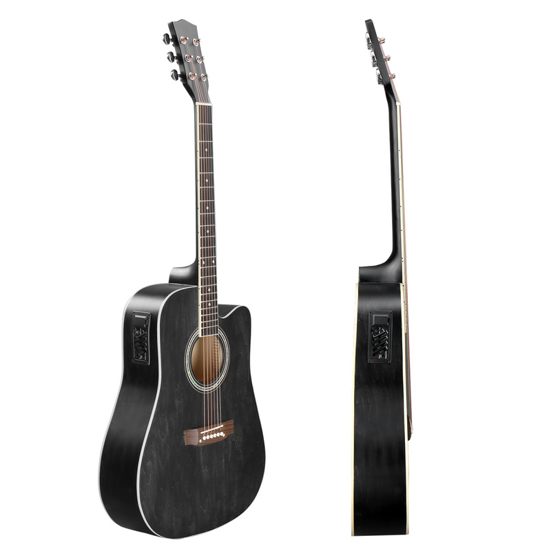 41In Basswood Panel Matte Edging Folk Guitar with 10W Amplifier Bag Tuner and other Accessories Black