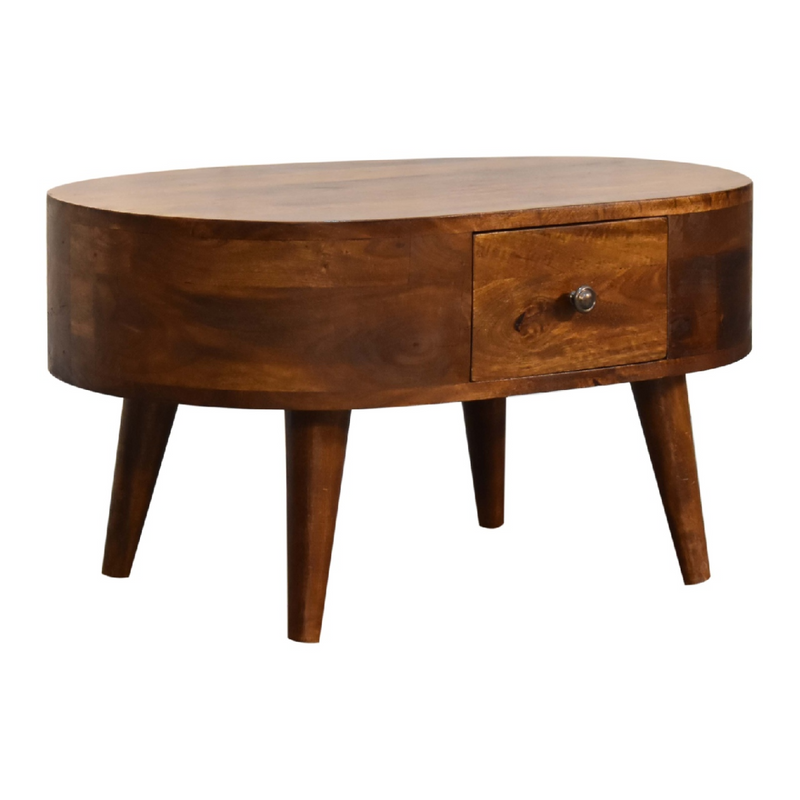 Artisan Furniture Solid Wood Mini Chestnut Rounded Coffee Table