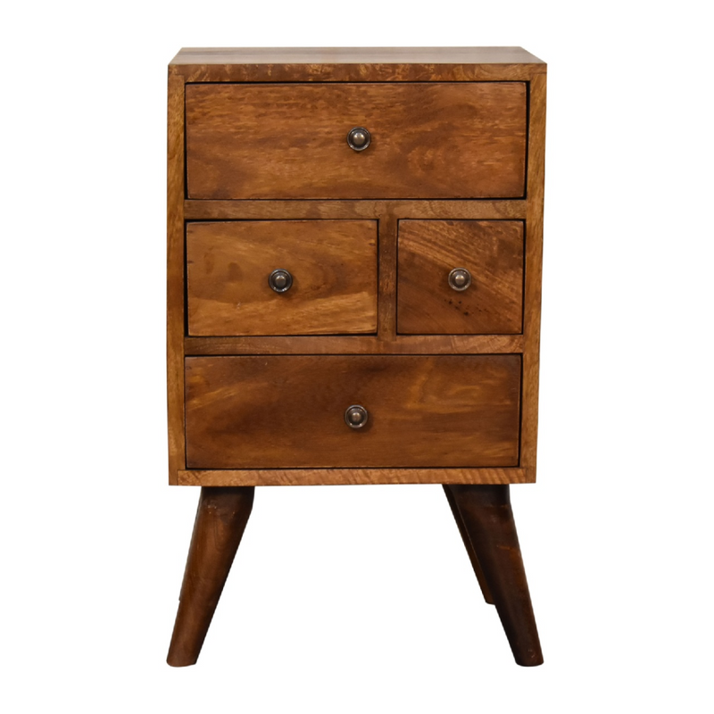 Artisan Furniture Solid Wood 4 Drawer Multi Chestnut Bedside
