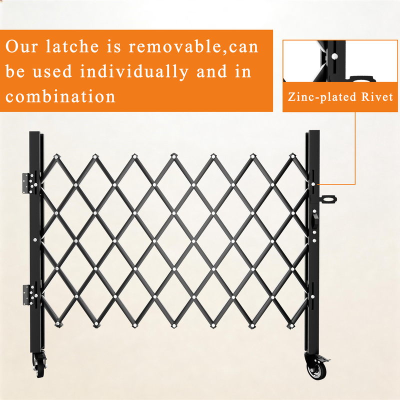 Foldable Security Gate, Expandable Safety Barrier with 360° Swivel Casters Lockable Design, Portable Mobile Rolling Barricade for Garage, Warehouse, Driveway and Pool Areas (51.57" H x 42" W)