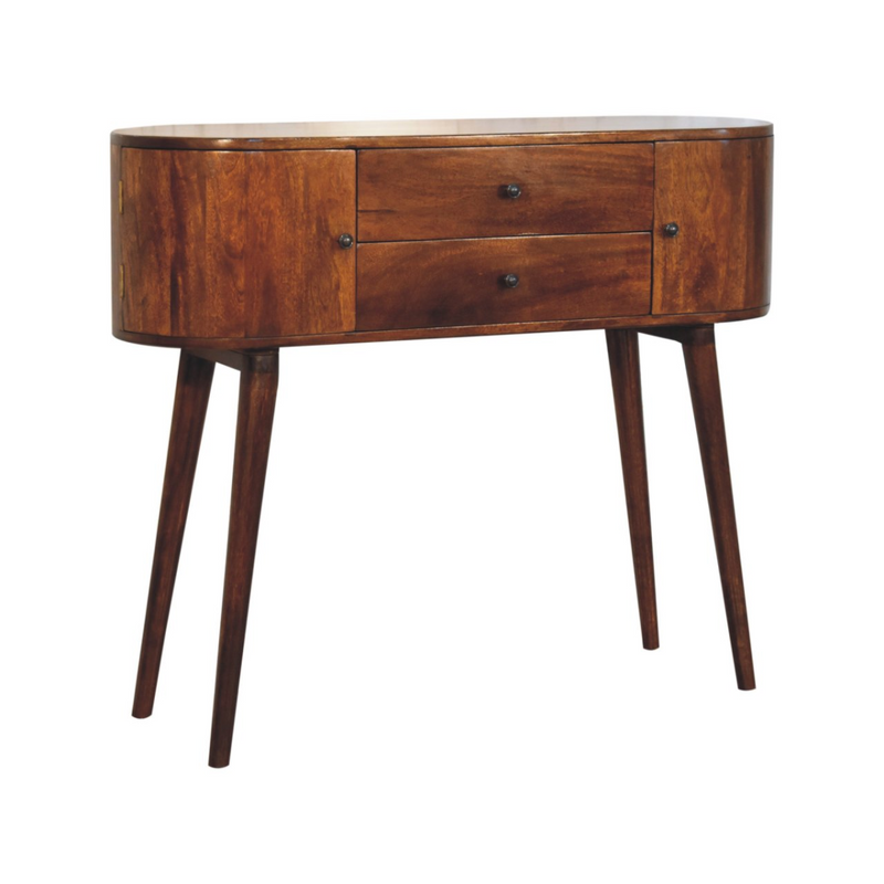 Artisan Furniture Solid Wood Grove Chestnut Console Table, Brown, 2 Drawers and 2 Side Cabinets