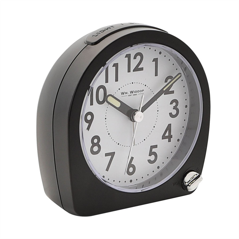 Wm. Widdop Round Alarm Clock Light, Snooze, Sweep - Black