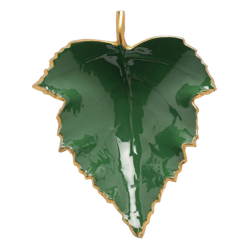 Green Enamel Gold Leaf Dish
