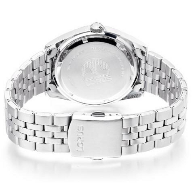 Lorus Mens Sports Date 42mm Light Blue Sunray Dial With Stainless Steel Bracelet Watch