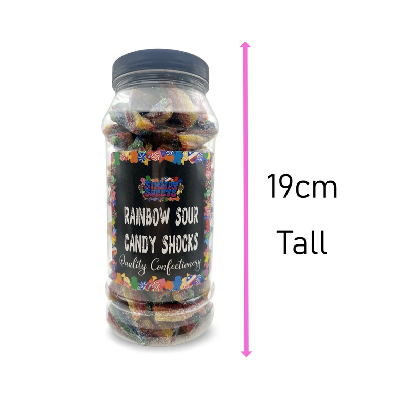 Rainbow Sour Candy Shocks Retro Fizzy Gummy Sweets Gift Jar - 570g