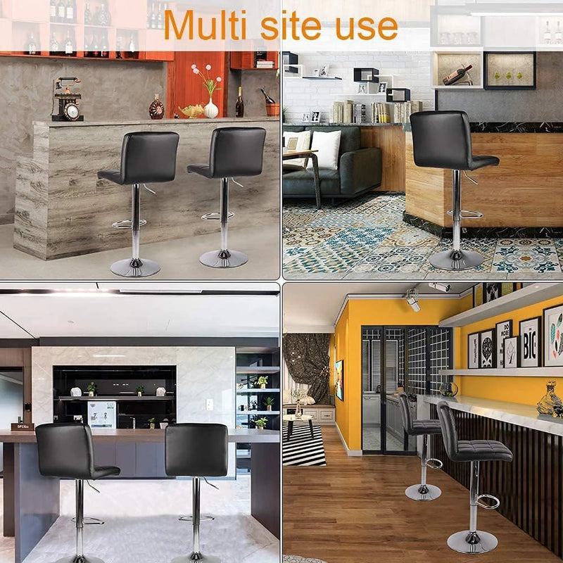Bigzzia Bar Stools PU Leather Swivel Bar Chairs with Backrest for Breakfast Bar Counter Kitchen Home High Foot Stool 2pcs