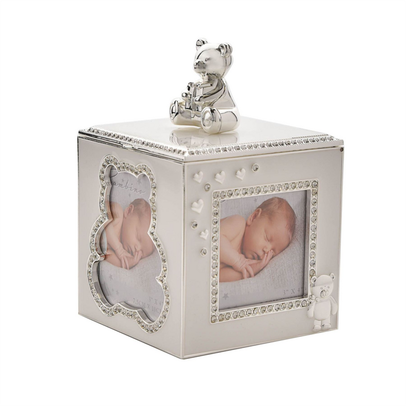 Bambino Silver Plated Bear Photo Frame Box
