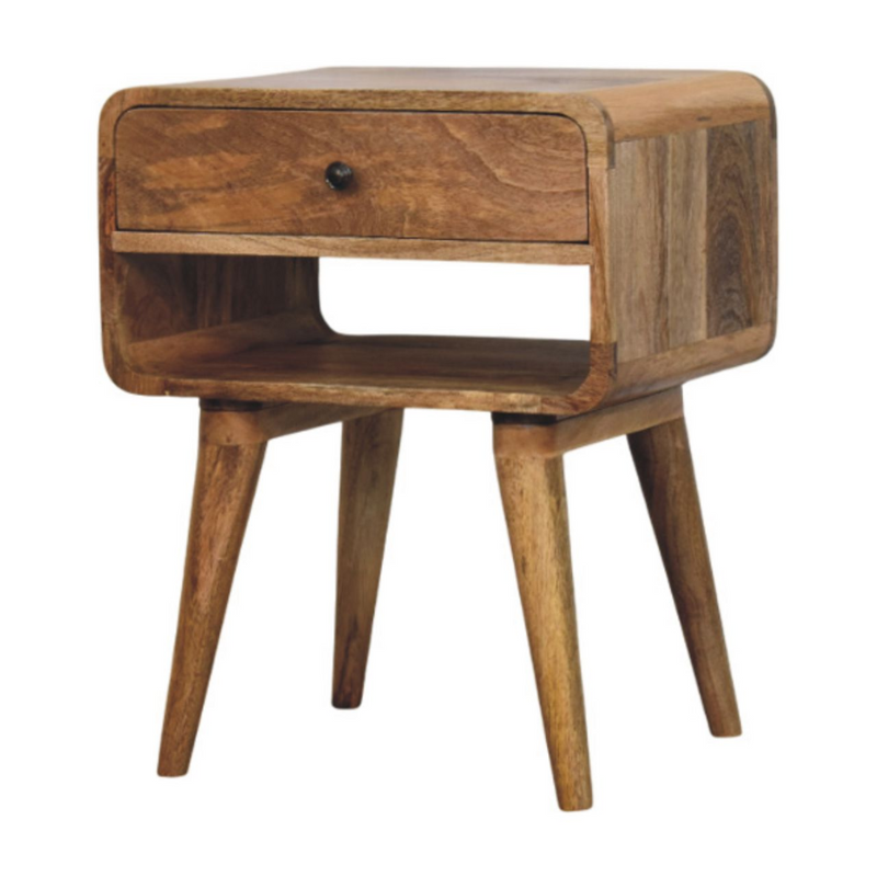 Artisan Furniture Solid Wood Avora Oak-ish Nightstand with Drawer and open slot