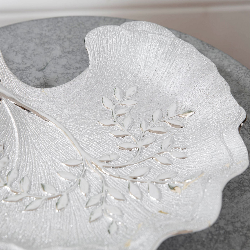 Textured Silver Branch Decorative Dish 31cm