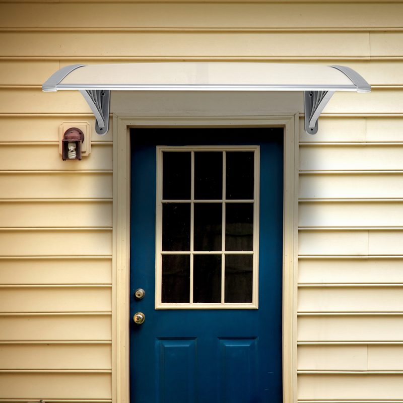 HT-100 x 80 Household Application Door & Window Rain Cover Eaves Canopy White & Gray Bracket