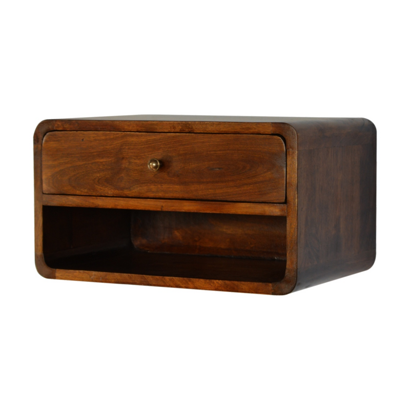 Artisan Furniture Solid Wood Chestnut Curve Floating Bedside