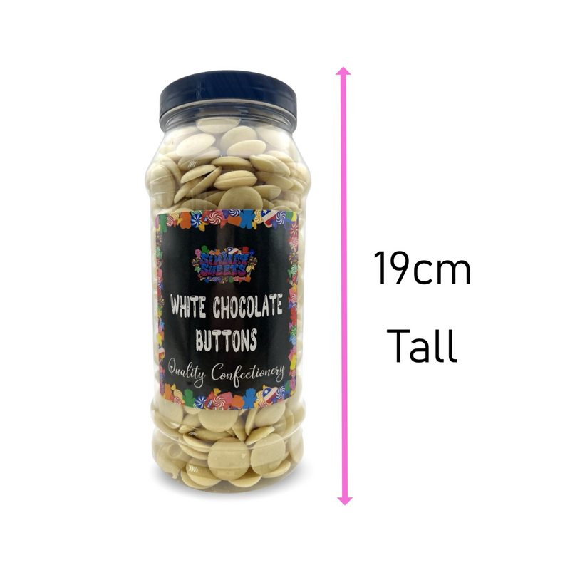 White Chocolate Buttons Drops Retro Sweets Gift Jar - 690g