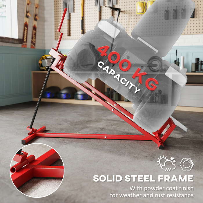 HOMCOM Foldable Ride On Lawn Mower Lift, 400 kg Telescopic Maintenance Jack