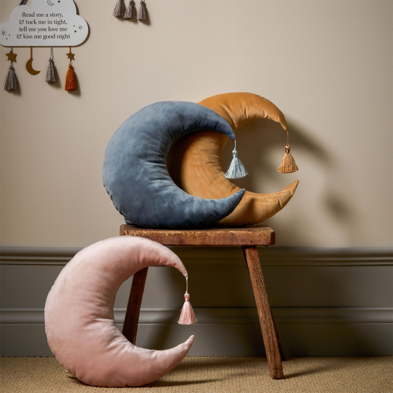 Bambino Velvet Moon Cushion 36cm Mustard
