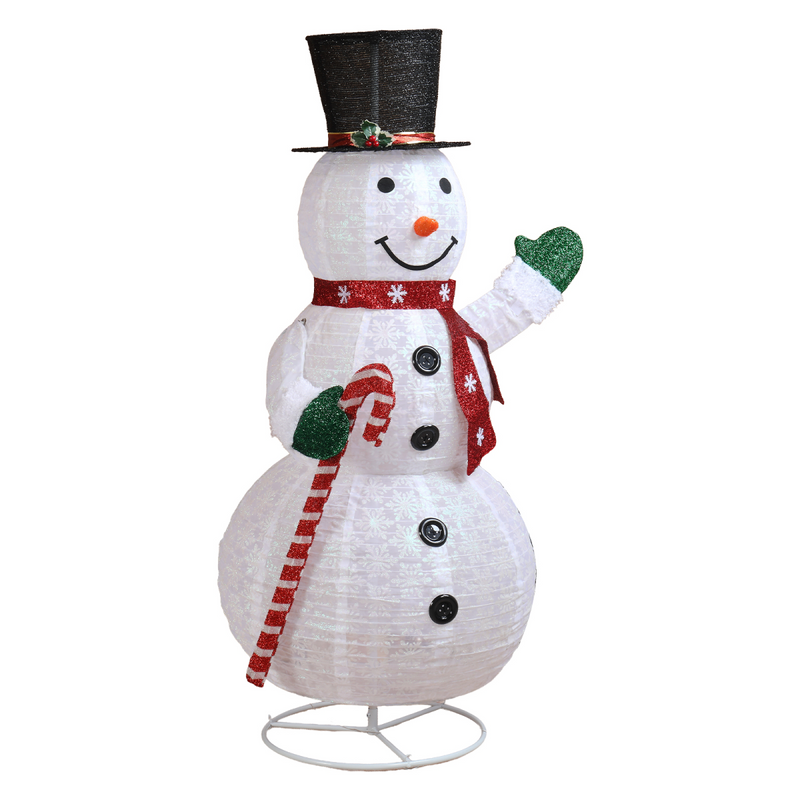 1.7M Lighted Snowman Holding Candy Cane Christmas Yard Decorations, Pre-lit Pull Up Snowman with 240 White LEDs, for Xmas Outdoor Holiday Indoor Decor Lighted Holiday Displays, White