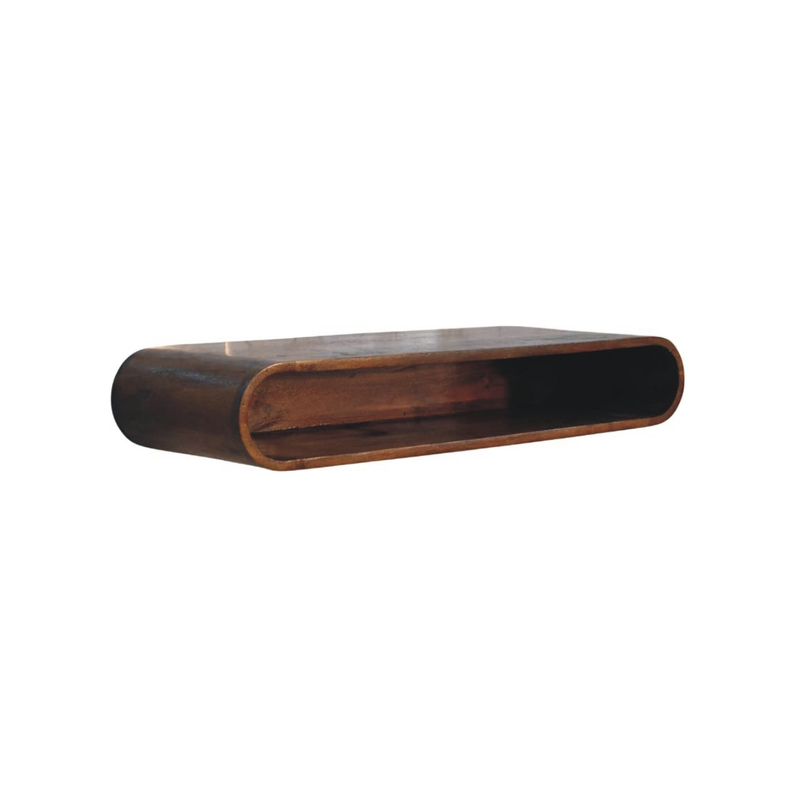 Artisan Furniture Solid Wood Arc Wall-Mounted Media Console, 1 Shelf, Brown