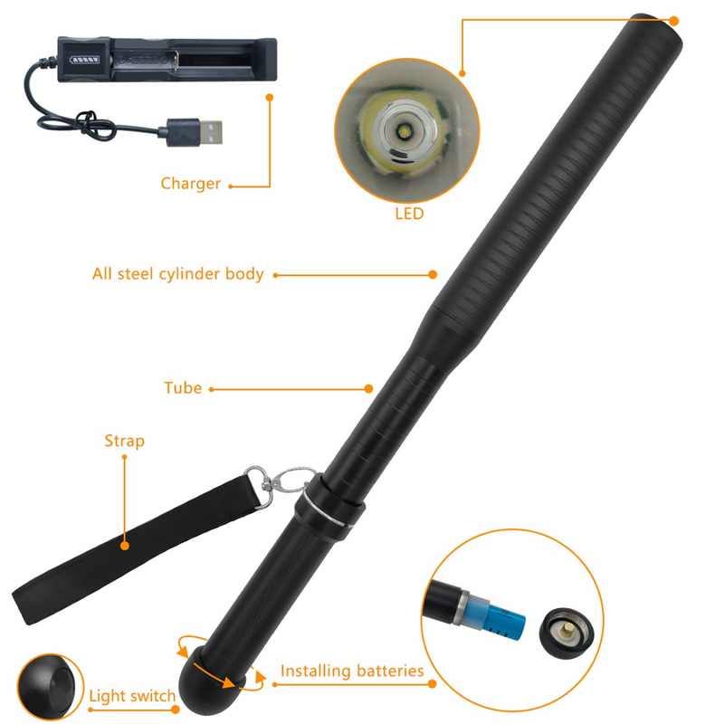 USB Rechargeable LED Flashlight 3-Mode Outdoor Camping Hiking Flashlight Set