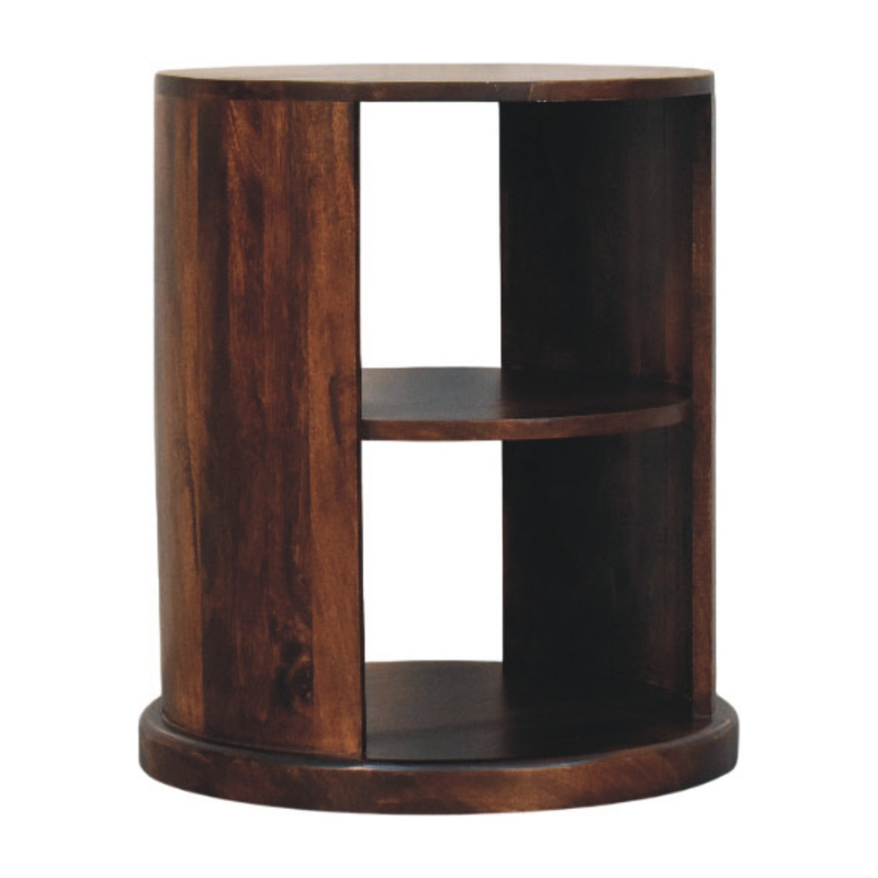 Artisan Furniture Solid Wood Ventura Side Table, 2 Open Slots, Dark Brown