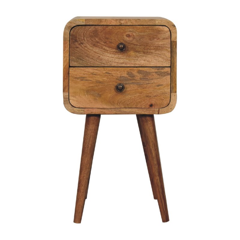 Artisan Furniture Solid Wood Mini Oak-ish Curved Bedside