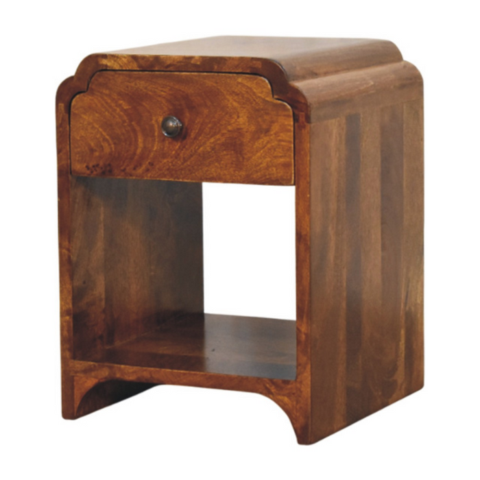 Artisan Furniture Solid Wood Newton Mini Chestnut Nightstand with a drawer and open shelf