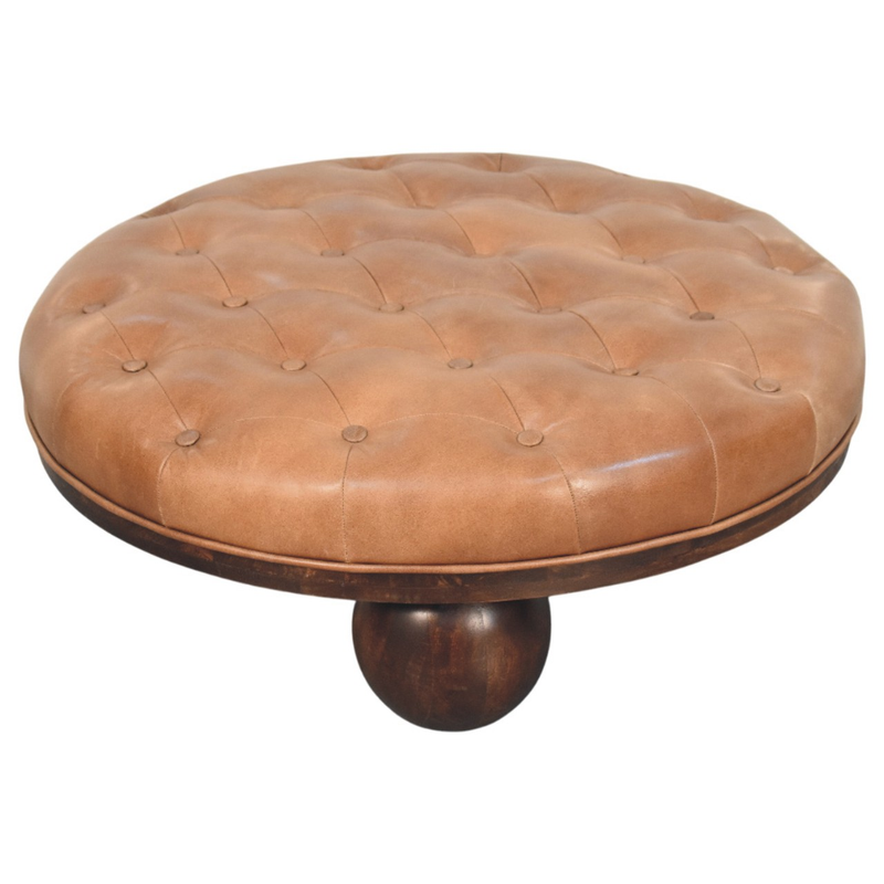 Artisan Furniture Solid Wood Sfera Coffee Table, Upholstered, Brown