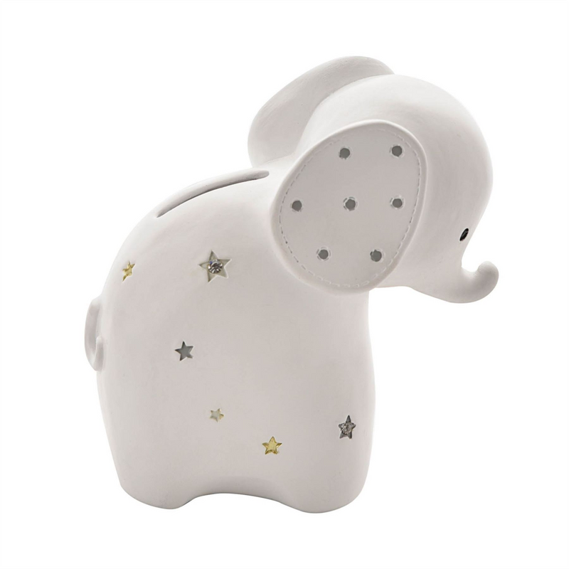Bambino White Resin Money Box - Elephant