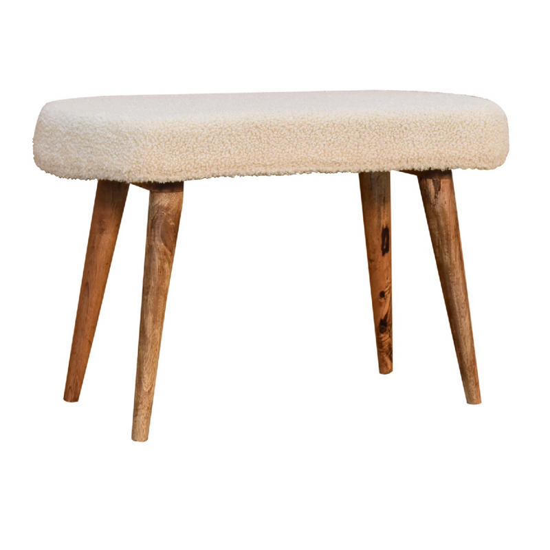 Artisan Furniture Solid Wood Cream Boucle Nordic Bench