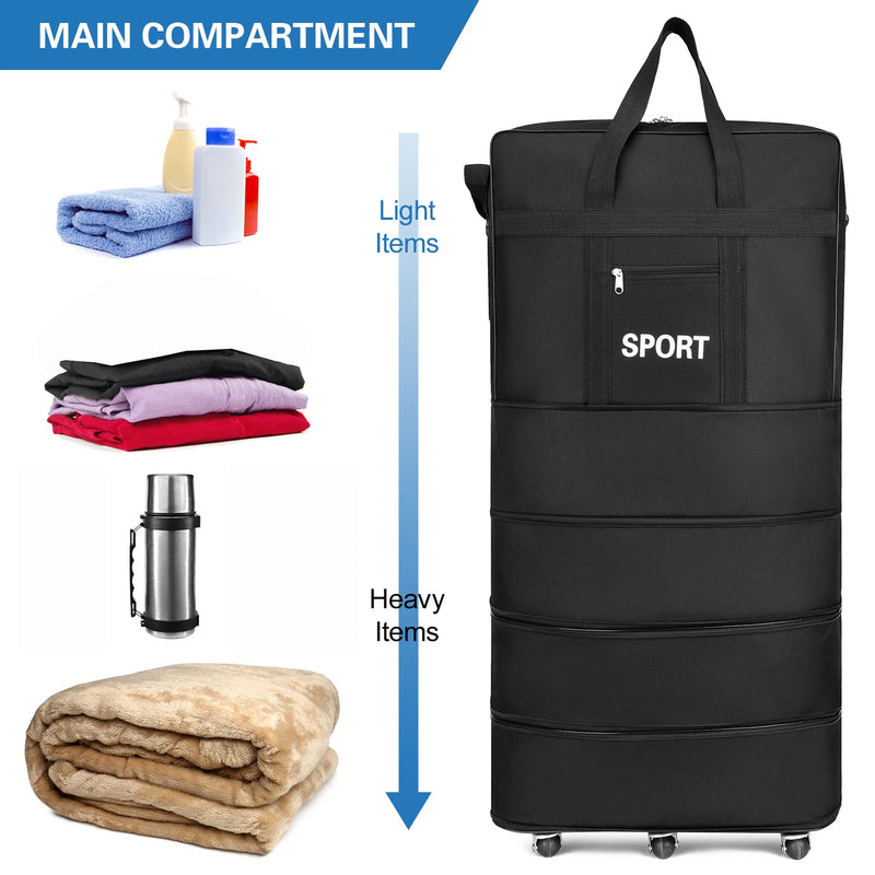31/39/45inch Expandable Suitcase Bag Foldable Rolling Luggage Bag for Travel Business