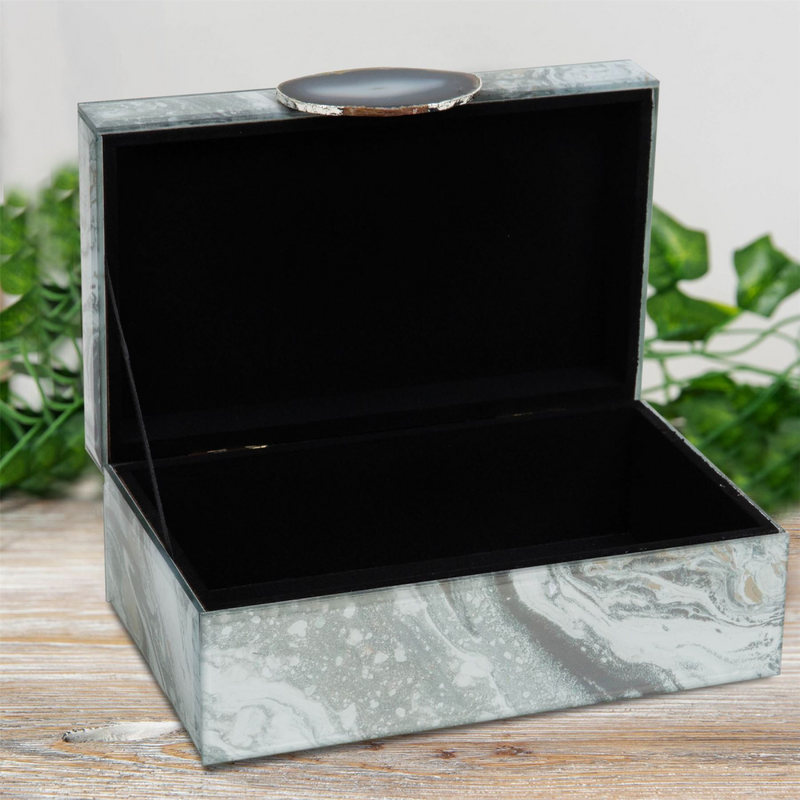 Marbled Jewellery Box with Stone Handle