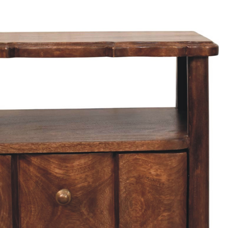 Artisan Furniture Solid Wood 2-Drawer Bedside with Open Shelf, Brown