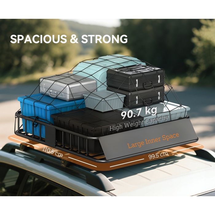 HOMCOM 90.7 kg Universal Roof Rack Basket, Steel Car Rooftop Luggage Holder