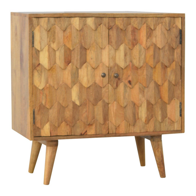 Artisan Furniture Solid Mango Wood Pineapple Carved Cabinet