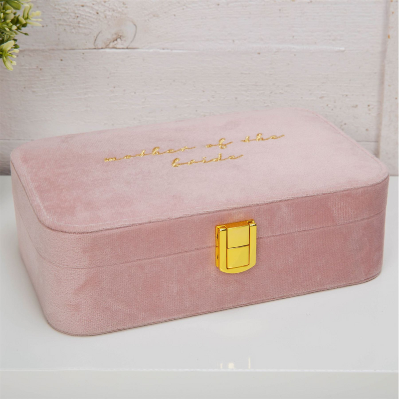 Amore Pink Velvet Jewellery Box "Mother of The Bride"