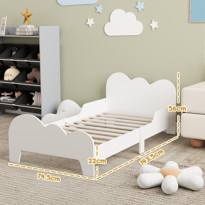 AIYAPLAY Cloud-Themed Toddler Bed with Safety Rails, 143.5 x 74.5 x 56cm