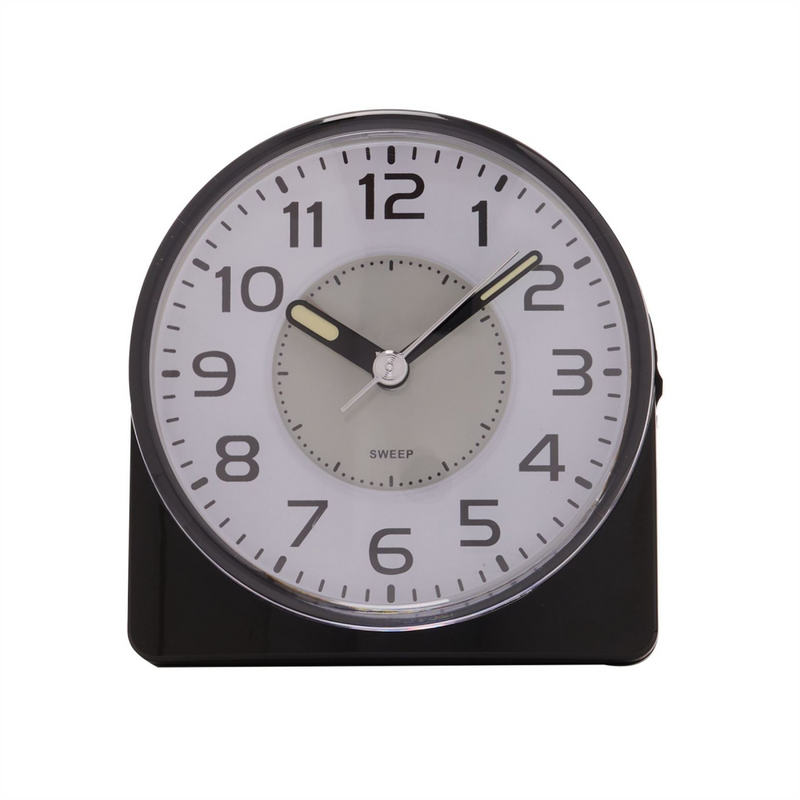 Wm.Widdop Silent Sweep Round Face Blinking Light Alarm Clock  - Black