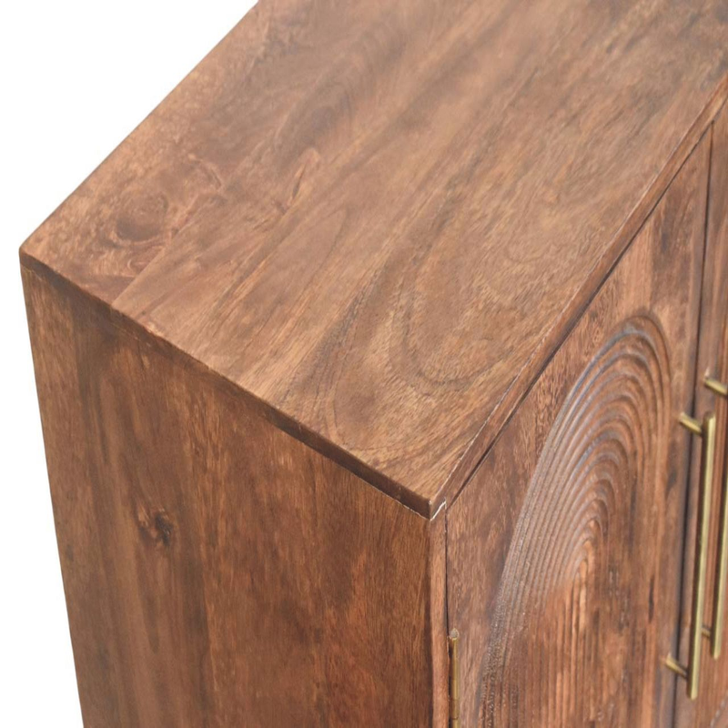 Artisan Furniture Solid Wood Arco Groove Sideboard, 2 Doors, 2 Shelves, Brown