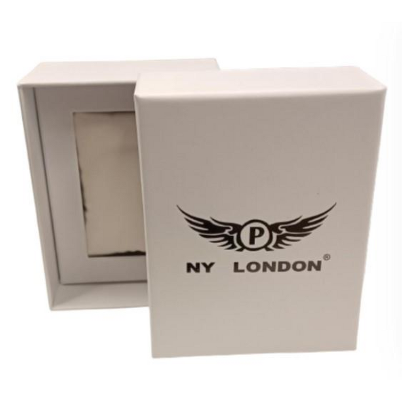 NY London Mens Automatic Dial Analogue Gun/Black Leather Strap Watch