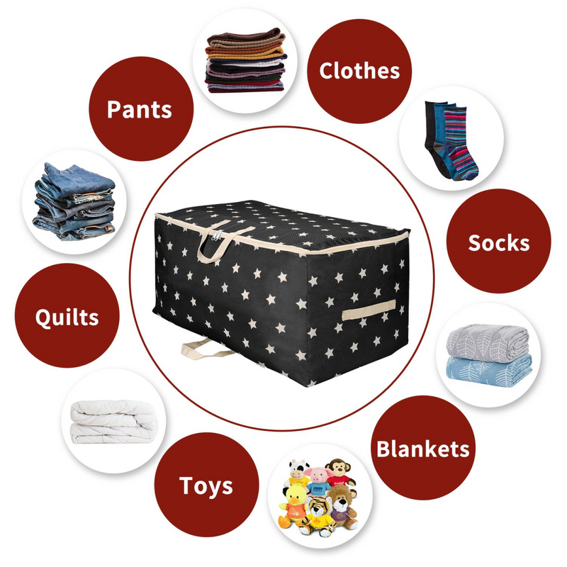 VINSANI 3pc STORAGE BAGS BLACK STAR MEDIUM 0000342