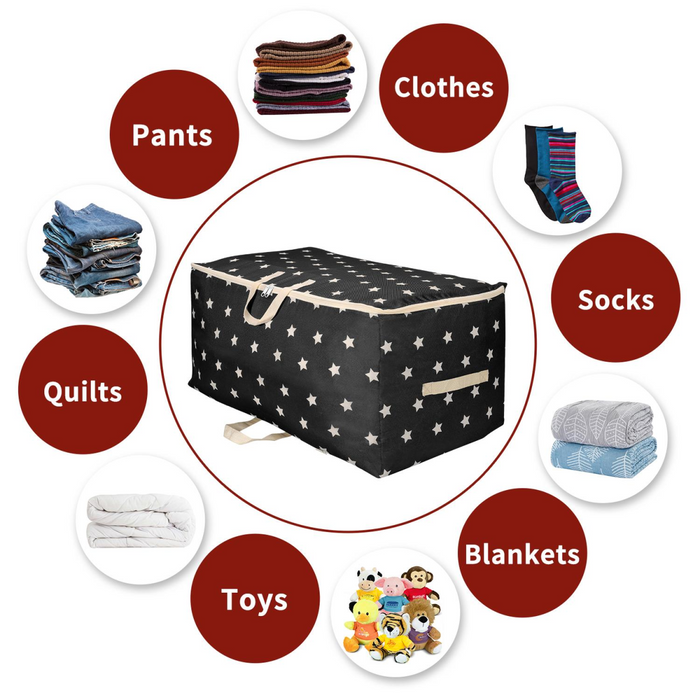 VINSANI 3pc STORAGE BAGS BLACK STAR MEDIUM 0000342