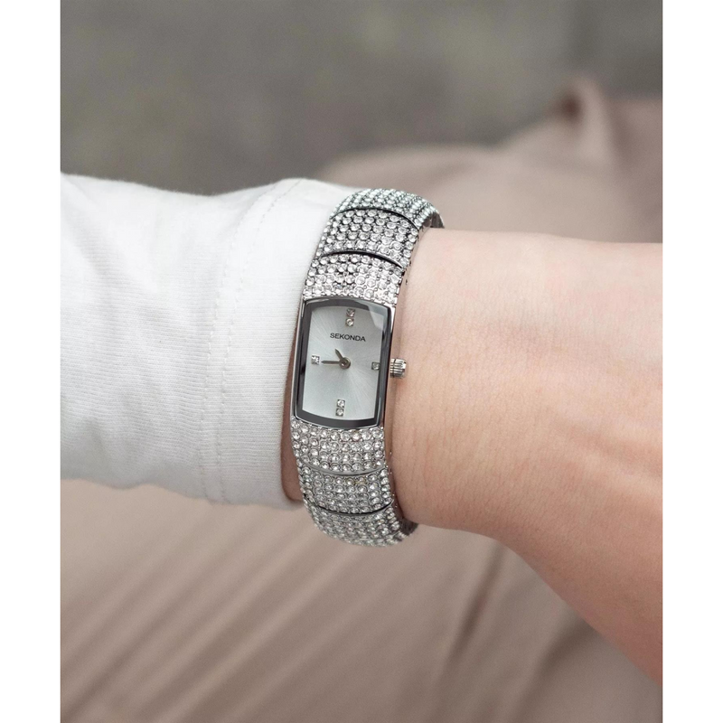 Sekonda Ladies Bling Silver Case & Alloy Bracelet with Silver Dial Watch 40464