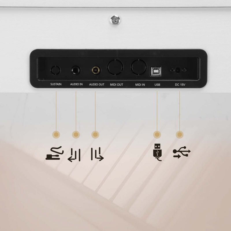 GDP-203 88 Key Standard Full Weighted Keyboard Digital Piano with Metal Stand, Power Adapter, Triple Pedals, Headphones for All Experience Levels White Colour