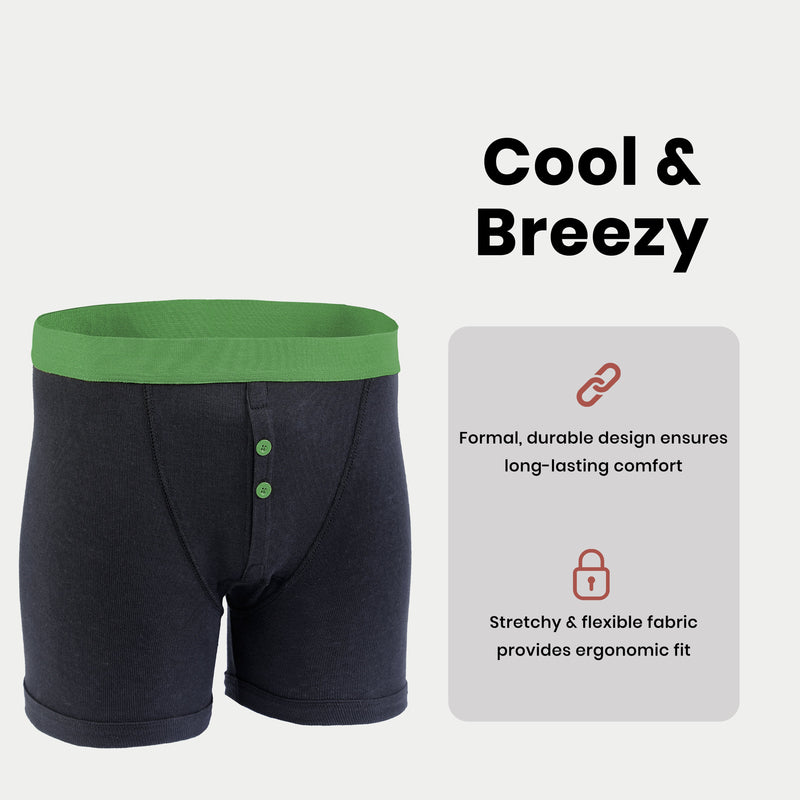 12 Pack Classic Menswear Black Cotton Blend Boxer Shorts Breathable Activewear Comfortable Stretch Colourful Waistband Durable Lightweight Button Fly Underwear MB08 by Sock Stack