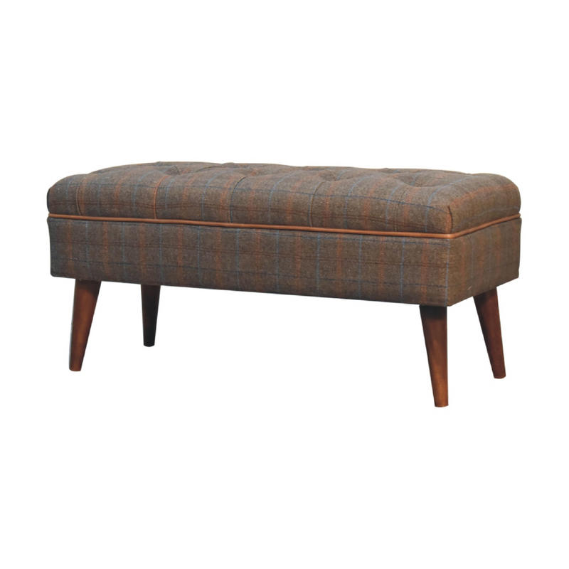 Artisan Furniture Solid Wood Multi Tweed Buffalo Pipe Bench